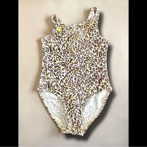 Flapdoodles one piece swimsuit girl’s size 5 shimmery leopard print
